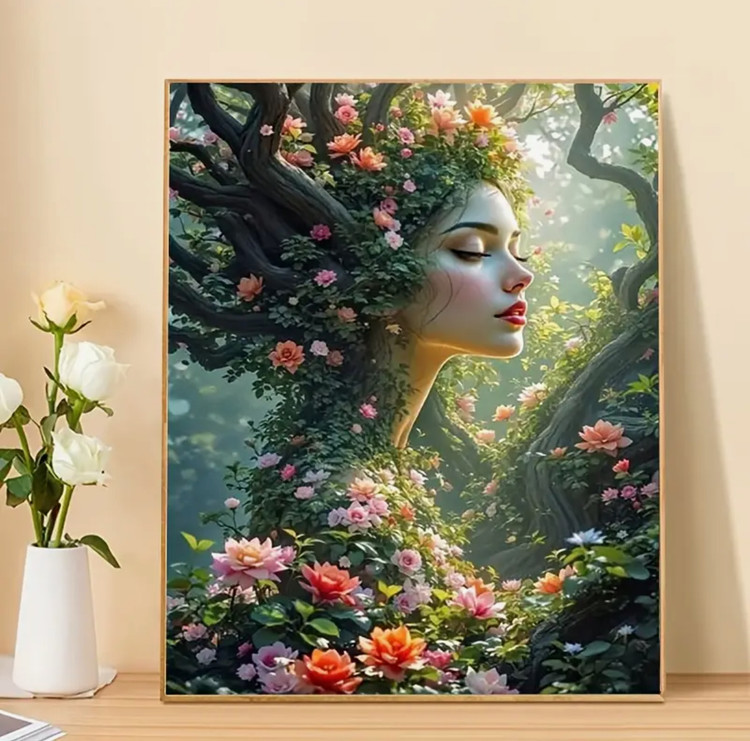 نقاشی با اعداد طرح دختر جنگلی سایز 50*40