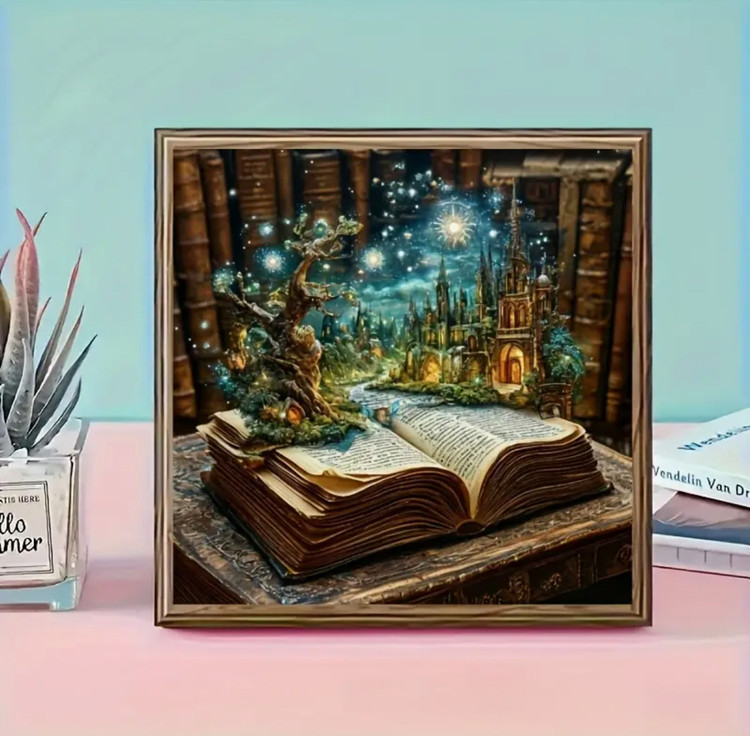 نقاشی الماسی طرح کتاب جادویی سایز 30*30