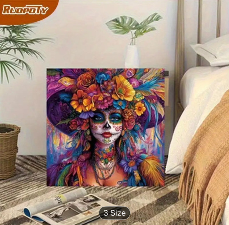 نقاشی با اعداد طرح بانوی گلها سایز 40*40
