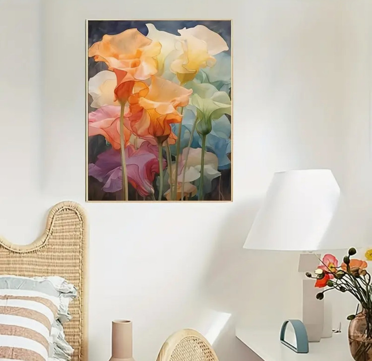 نقاشی با اعداد طرح گل آبرنگی سایز 50*40