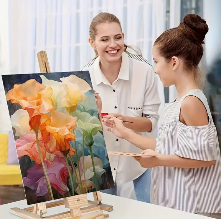 نقاشی با اعداد طرح گل آبرنگی سایز 50*40