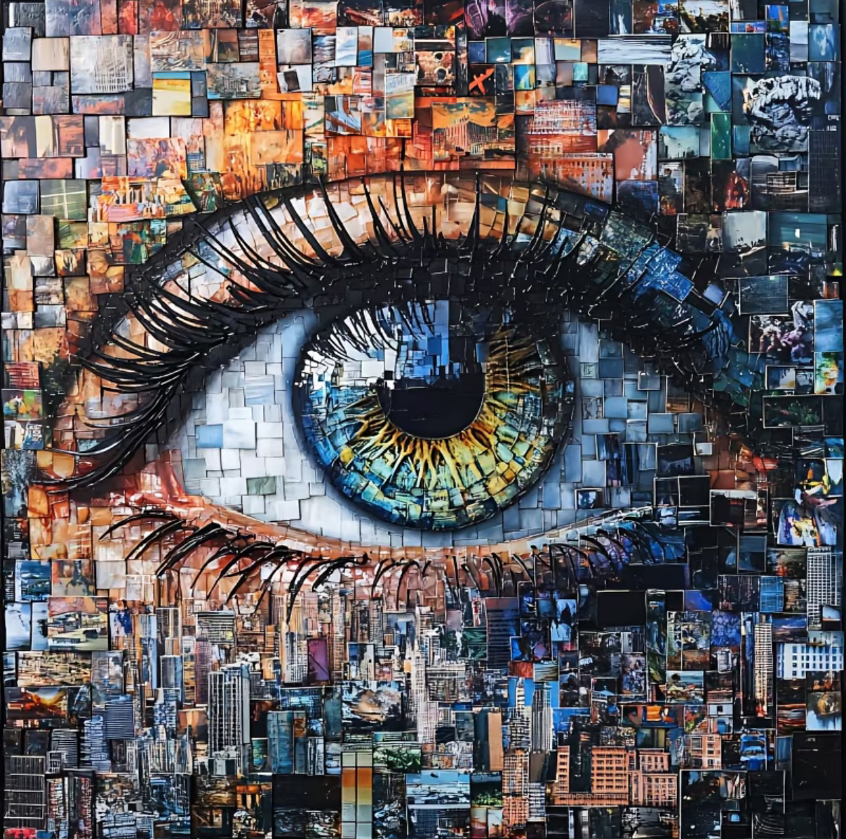 نقاشی با اعداد طرح چشم شهری سایز 45*45
