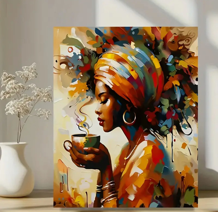 نقاشی الماسی طرح دختر آفریقایی سایز 40*30