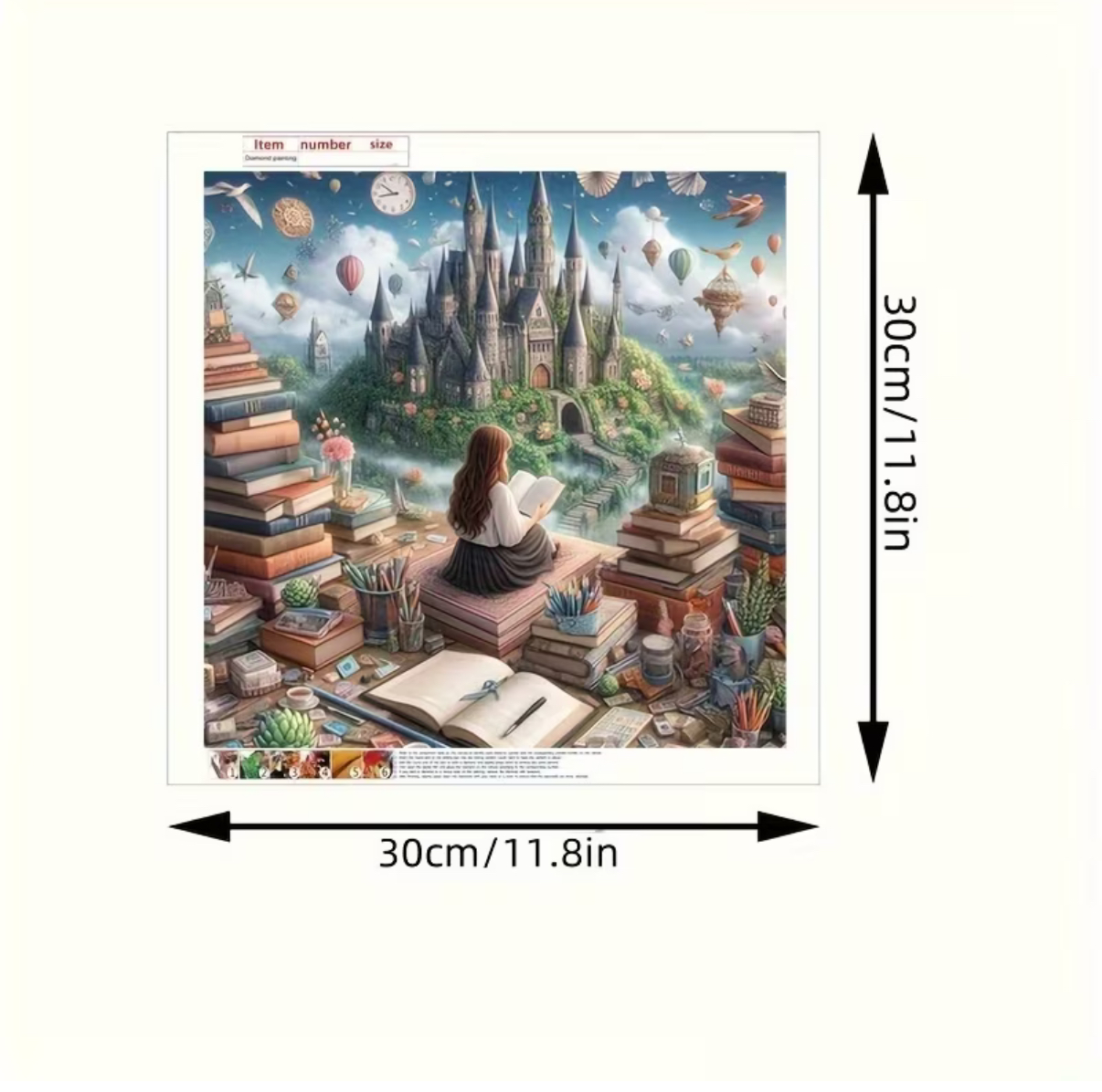 نقاشی الماسی طرح دختر کتابخوان سایز 40*40