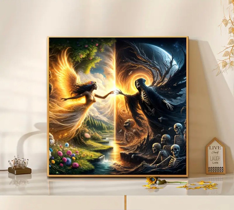 نقاشی الماسی با الماس مربع طرح فرشته سایز 40*40
