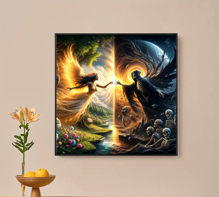 نقاشی الماسی با الماس مربع طرح فرشته سایز 40*40