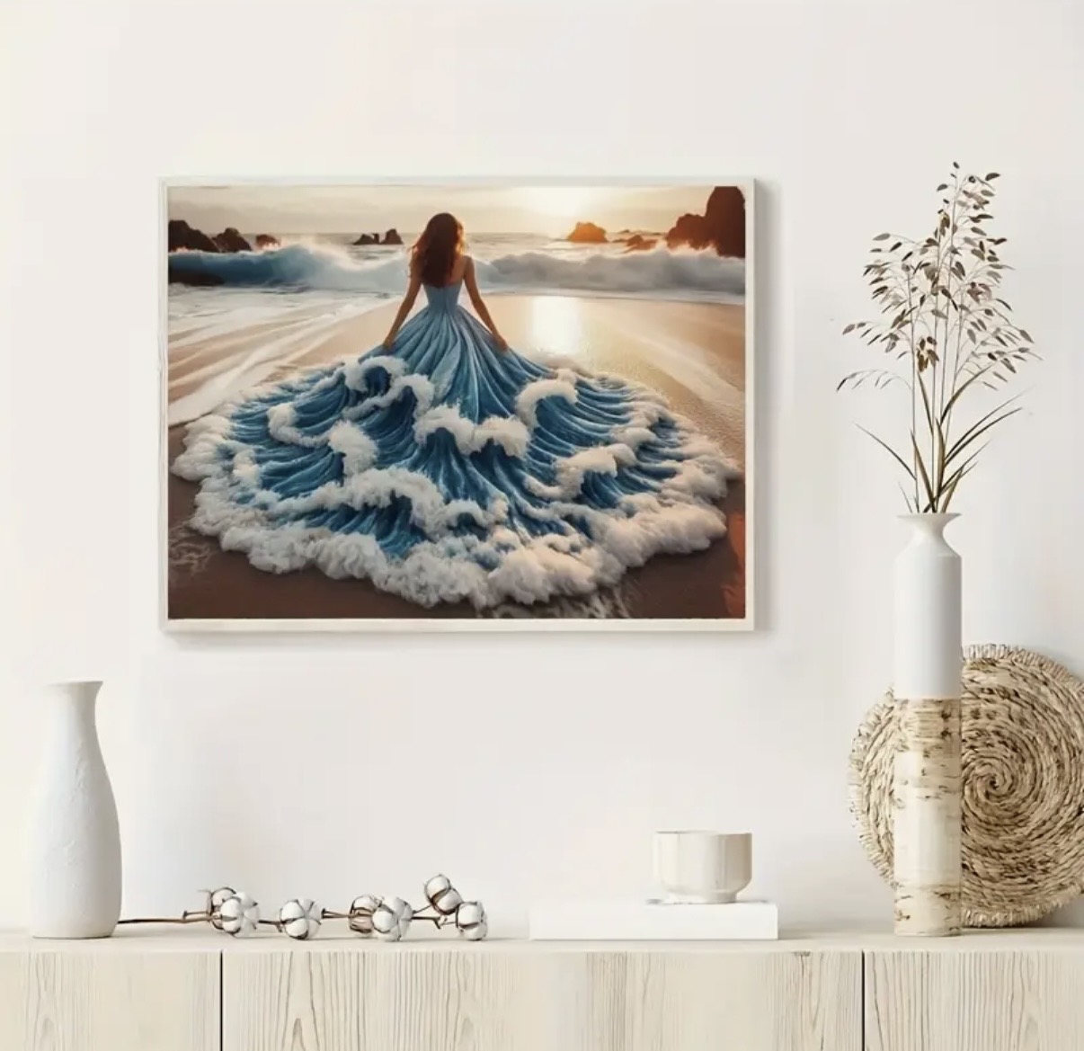 نقاشی الماسی طرح دختر دریا سایز 40*30