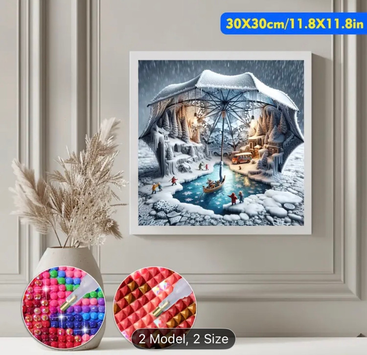 نقاشی الماسی طرح زمستون سایز 30*30