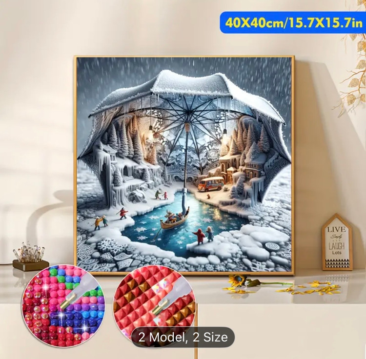 نقاشی الماسی طرح زمستون سایز 30*30