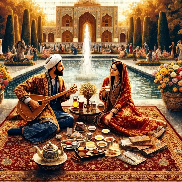 نقاشی با اعداد طرح باغ ایرانی سایز 30*30