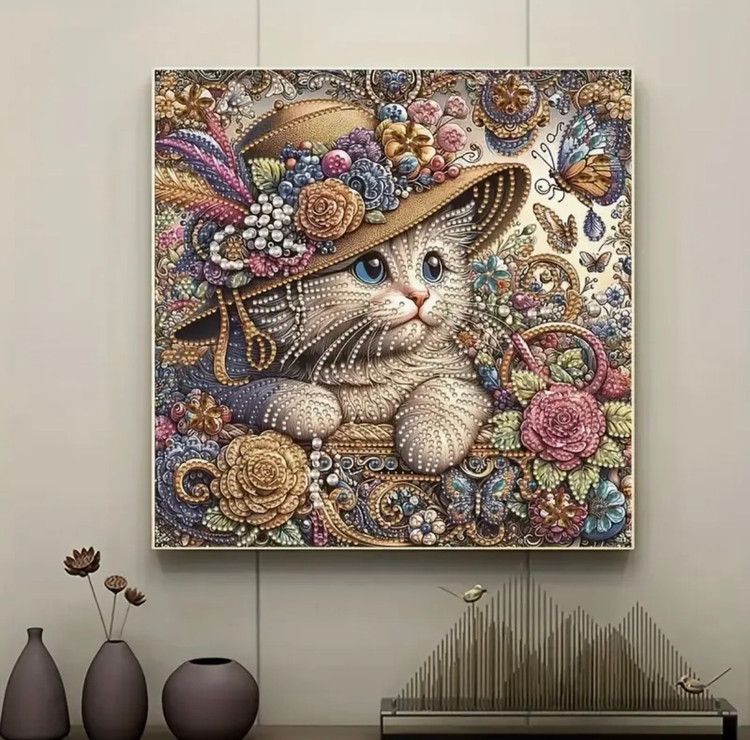 نقاشی الماسی طرح گربه سایز 30*30