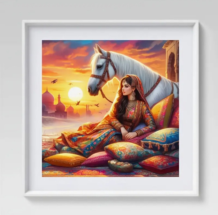 نقاشی الماسی طرح بانوی شرقی سایز 40*40