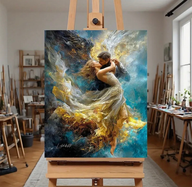نقاشی با اعداد طرح عاشقانه مدرن سایز 50*40