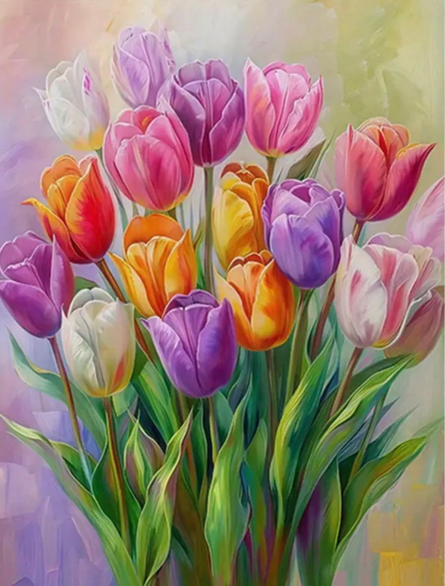 نقاشی با اعداد طرح گل لاله سایز 50*40