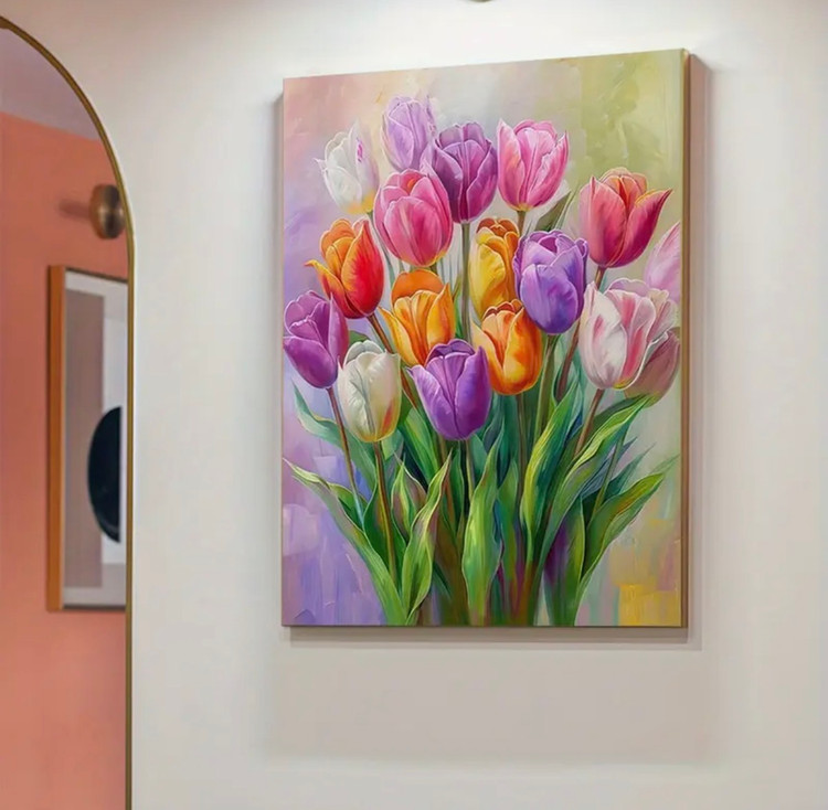 نقاشی با اعداد طرح گل لاله سایز 50*40