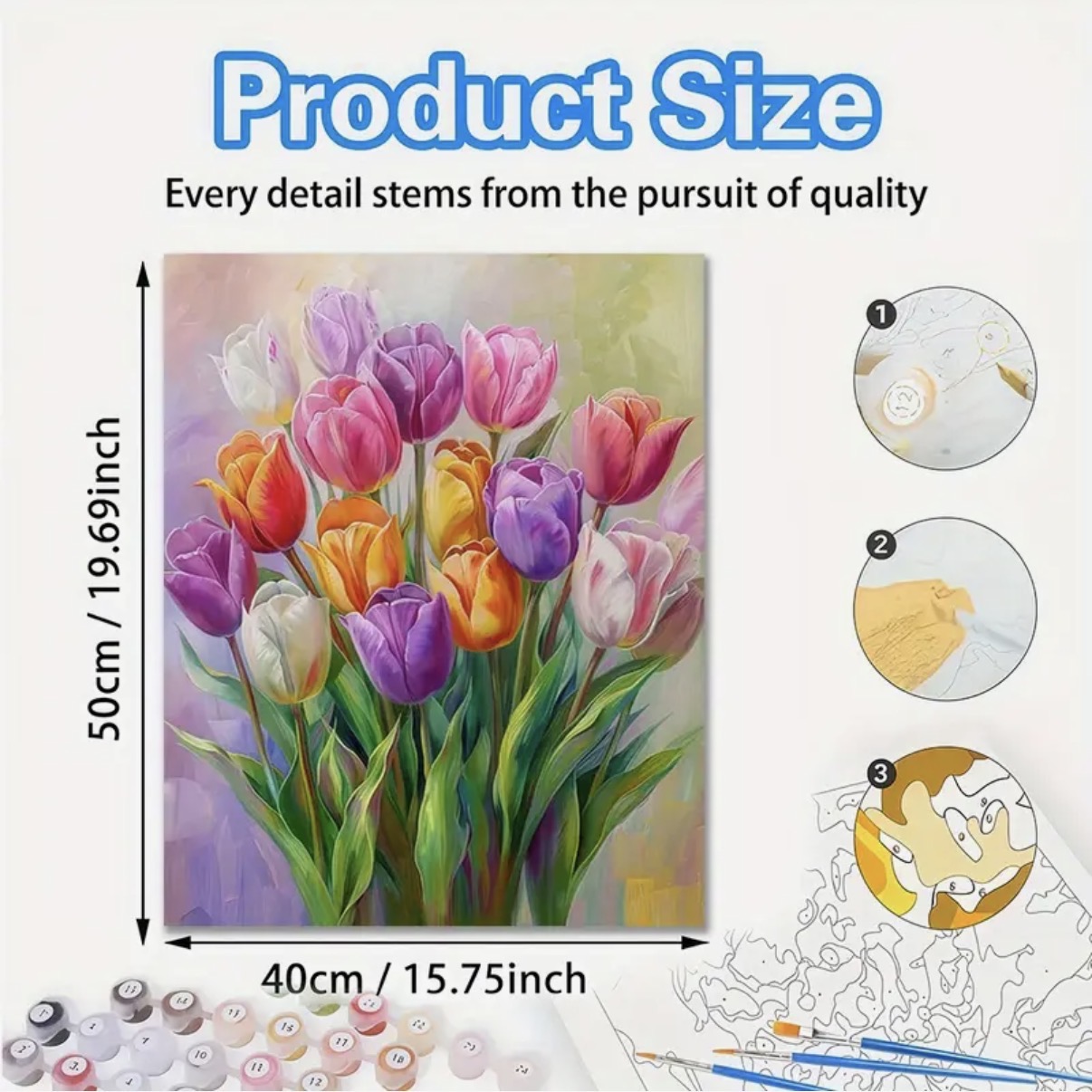 نقاشی با اعداد طرح گل لاله سایز 50*40