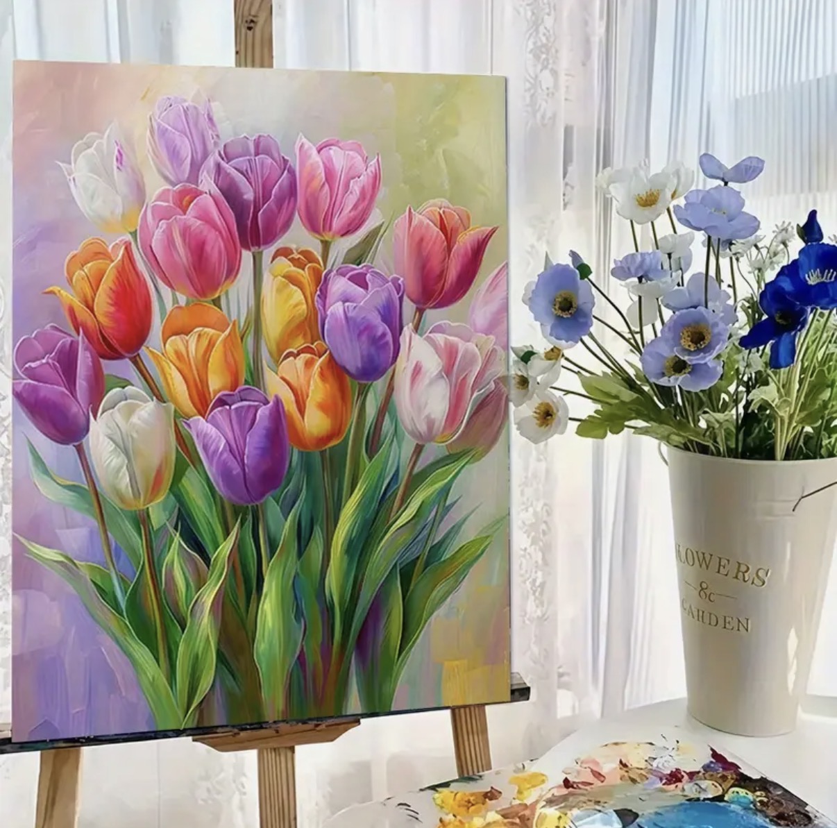 نقاشی با اعداد طرح گل لاله سایز 50*40