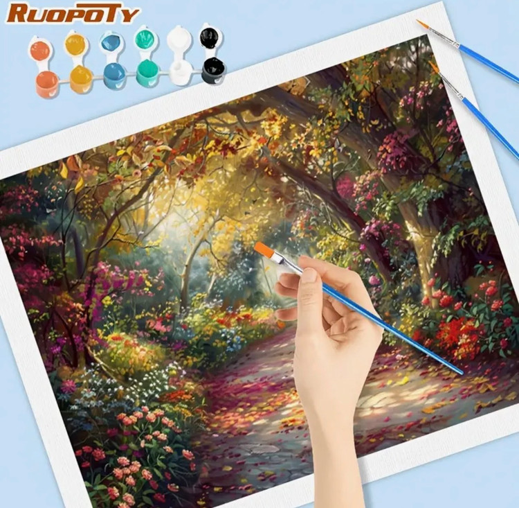 نقاشی با اعداد طرح مسیر جنگلی رویایی سایز 50*40