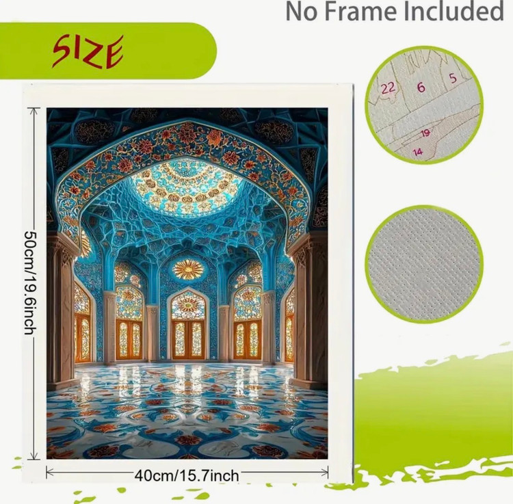 نقاشی با اعداد طرح کاشی کاری ایرانی سایز 50*40