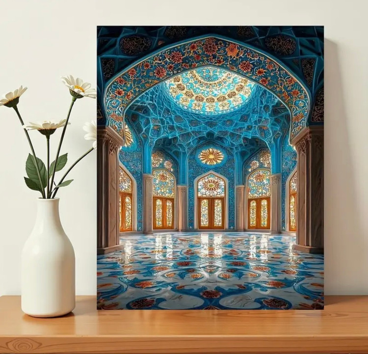 نقاشی با اعداد طرح کاشی کاری ایرانی سایز 50*40