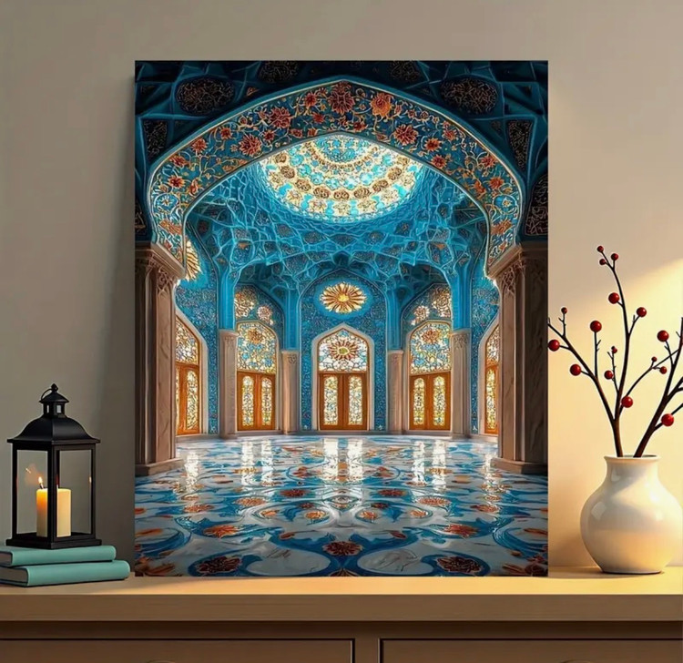 نقاشی با اعداد طرح کاشی کاری ایرانی سایز 50*40