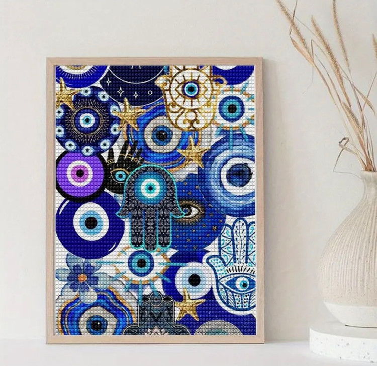 نقاشی الماسی طرح چشم زخم سایز 40*30