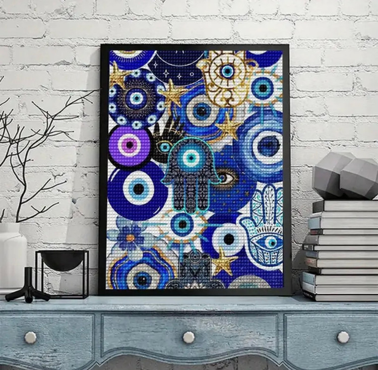 نقاشی الماسی طرح چشم زخم سایز 40*30