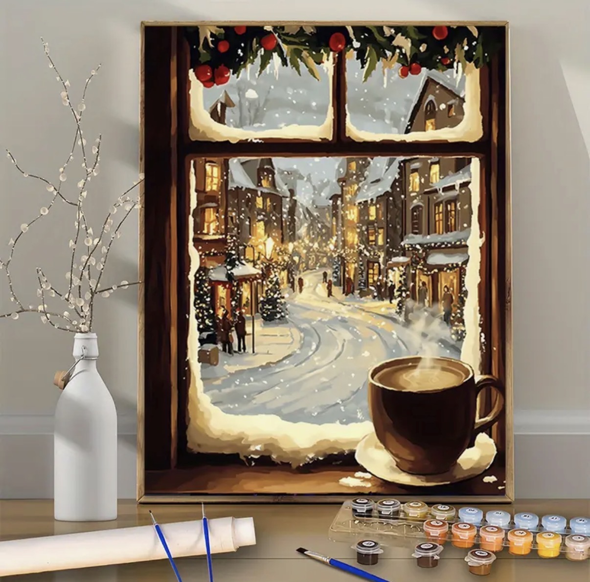 نقاشی با اعداد طرح کوچه برفی سایز 50*40