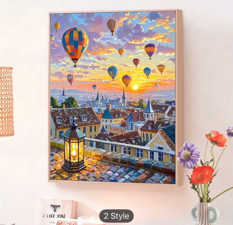 نقاشی با اعداد طرح شهر بالنی سایز 50*40