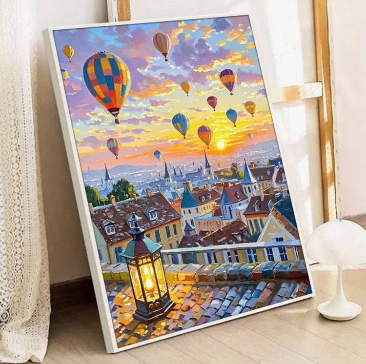 نقاشی با اعداد طرح شهر بالنی سایز 50*40