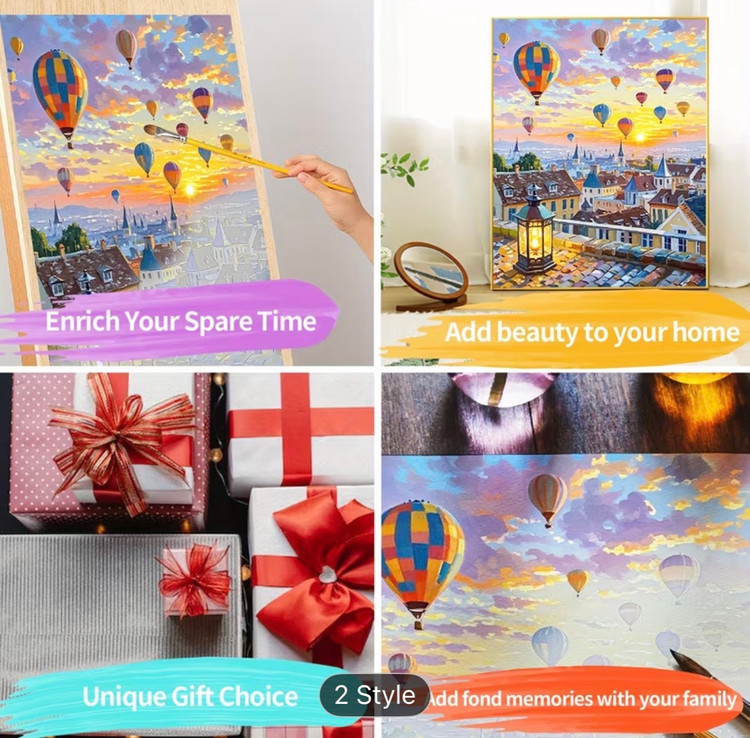 نقاشی با اعداد طرح شهر بالنی سایز 50*40