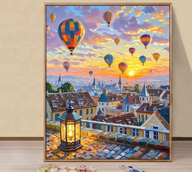 نقاشی با اعداد طرح شهر بالنی سایز 50*40