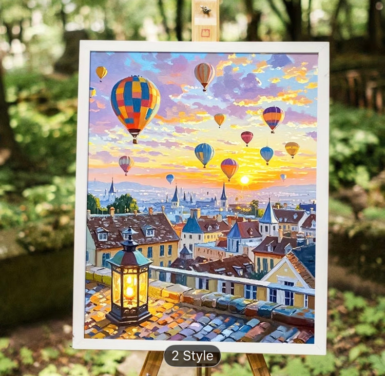 نقاشی با اعداد طرح شهر بالنی سایز 50*40