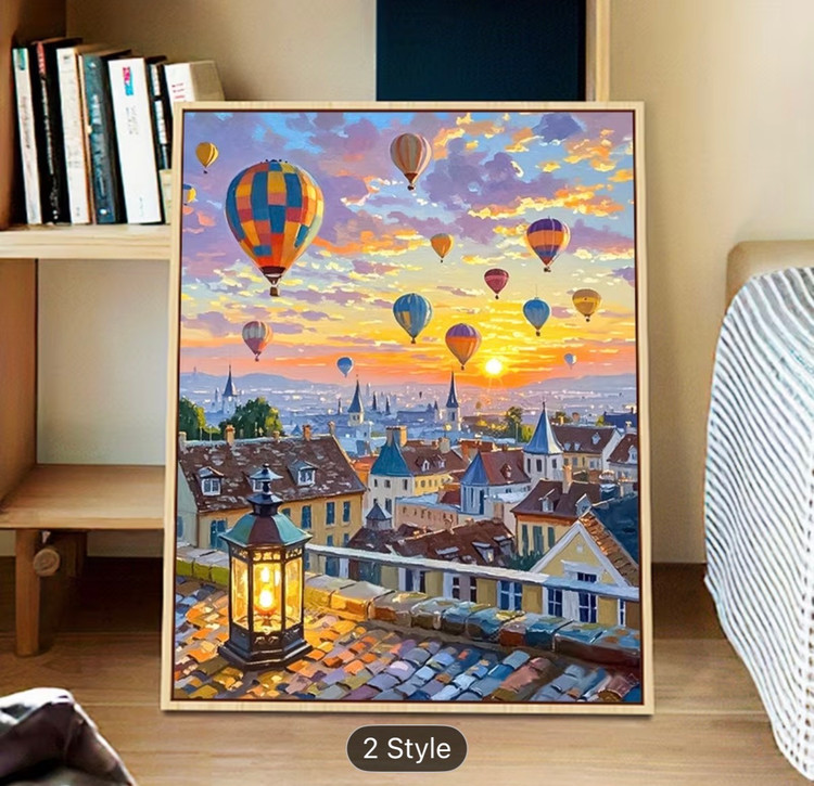 نقاشی با اعداد طرح شهر بالنی سایز 50*40