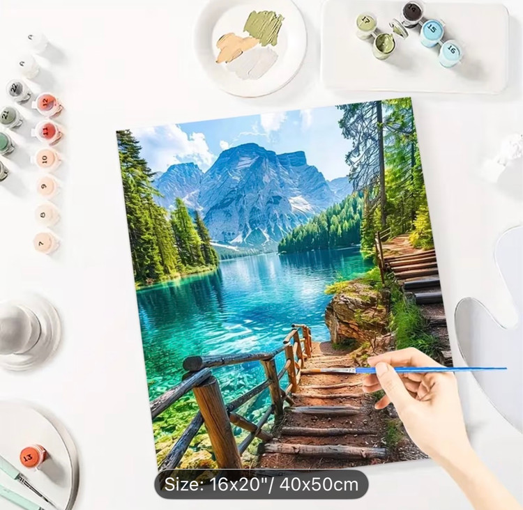نقاشی با اعداد طرح کوهستان بکر سایز 50*40