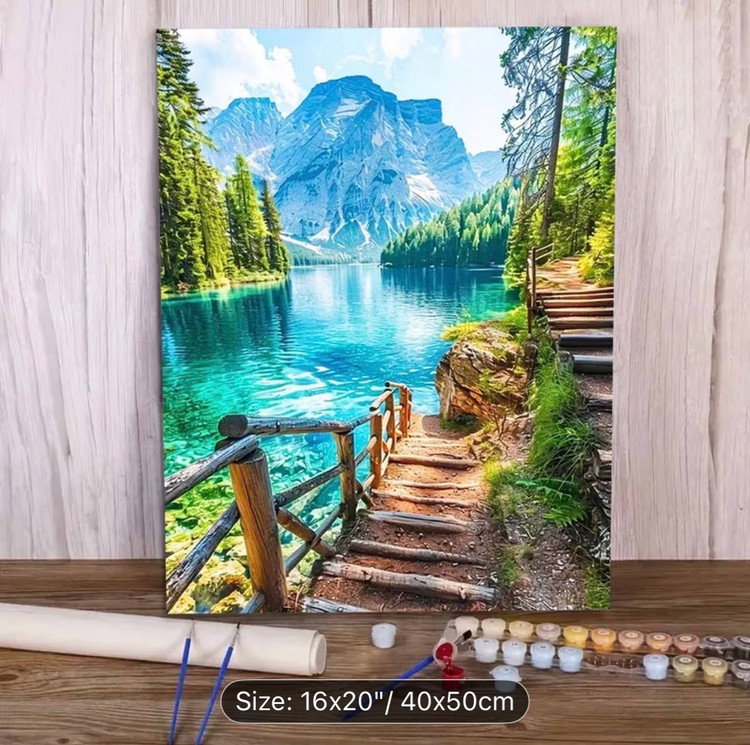 نقاشی با اعداد طرح کوهستان بکر سایز 50*40