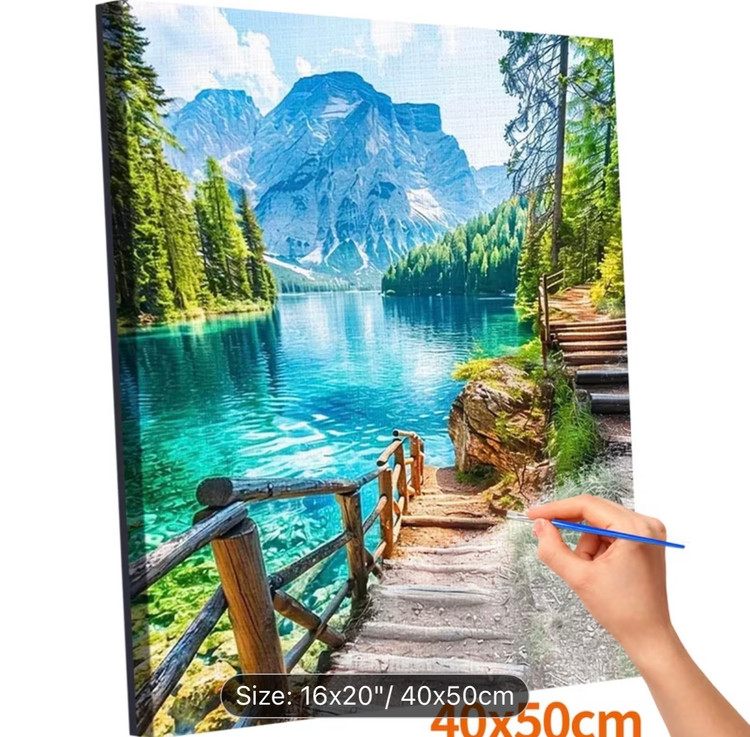 نقاشی با اعداد طرح کوهستان بکر سایز 50*40