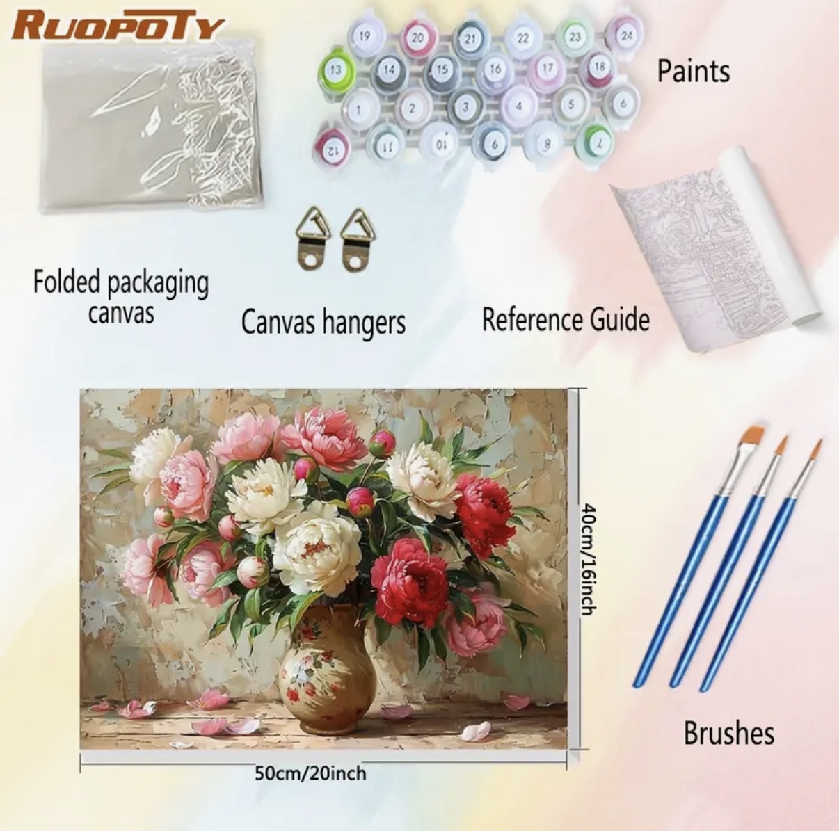 نقاشی با اعداد طرح گلهای کلاسیک سایز 50*40