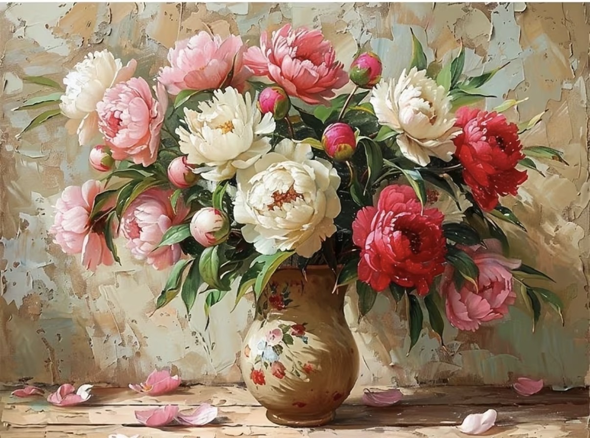 نقاشی با اعداد طرح گلهای کلاسیک سایز 50*40