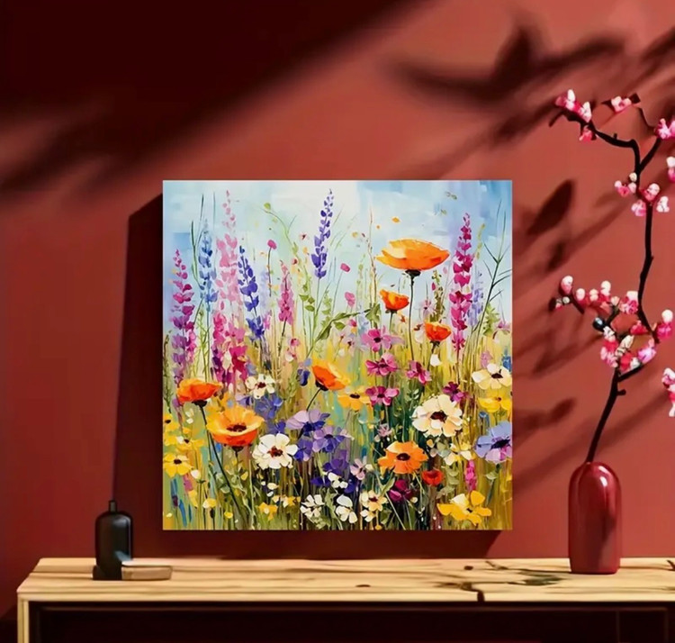 نقاشی الماسی طرح دشت گل سایز 30*30