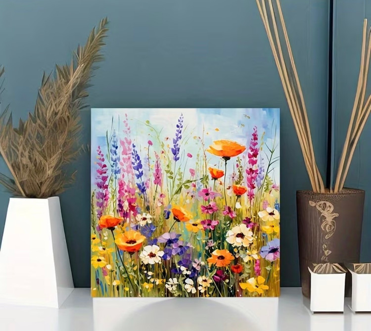 نقاشی الماسی طرح دشت گل سایز 30*30