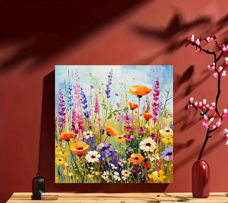 نقاشی الماسی طرح دشت گل سایز 30*30