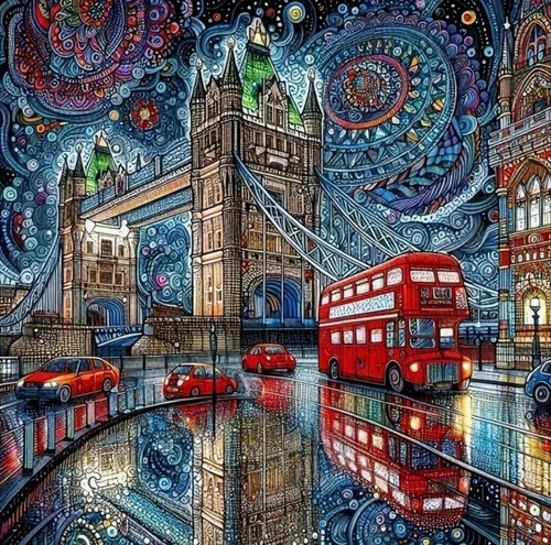نقاشی الماسی طرح پل لندن سایز 30*30