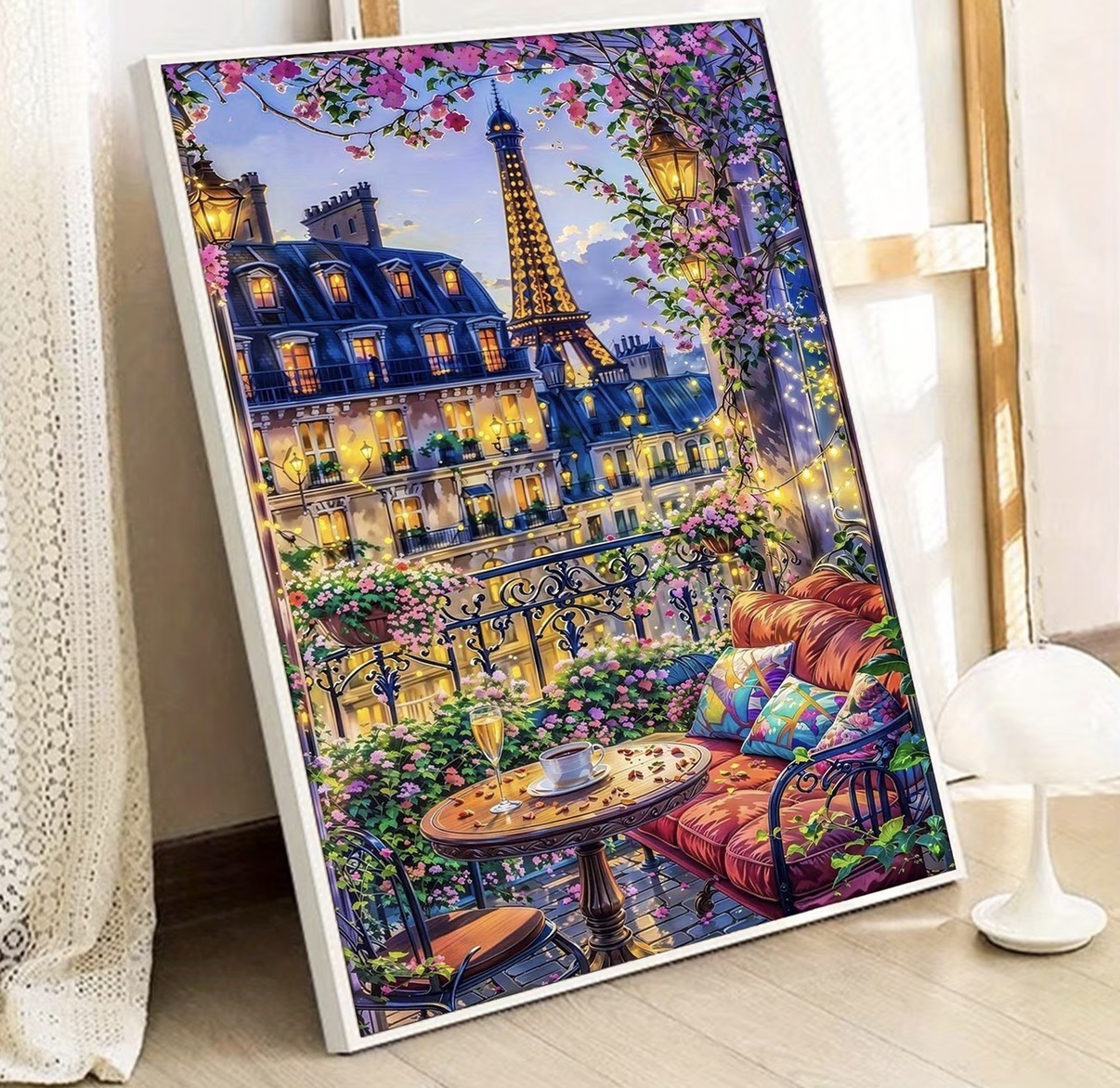 نقاشی با اعداد طرح بالکن پاریس سایز 50*40