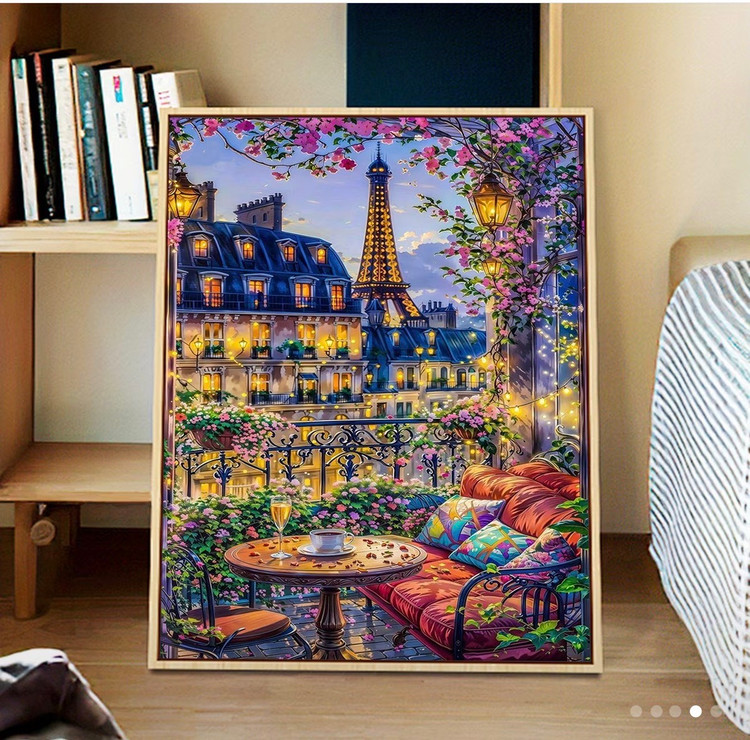 نقاشی با اعداد طرح بالکن پاریس سایز 50*40