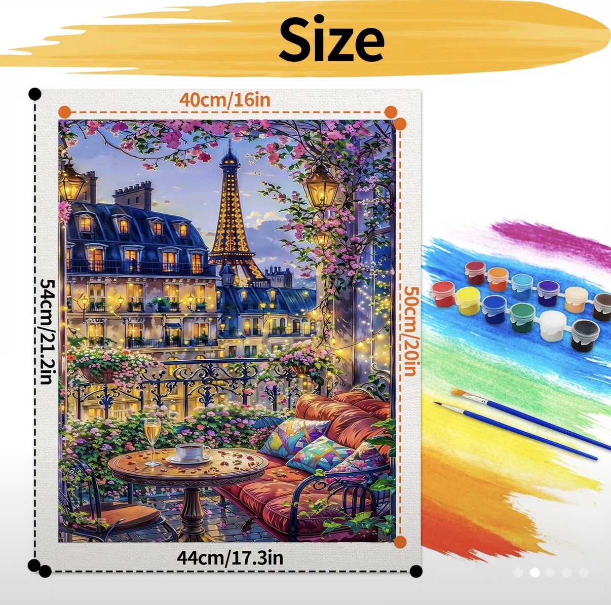نقاشی با اعداد طرح بالکن پاریس سایز 50*40