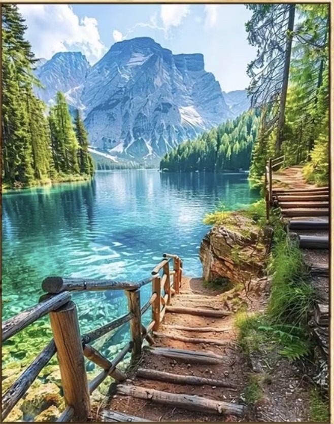 نقاشی با اعداد طرح کوهستان بکر سایز 50*40