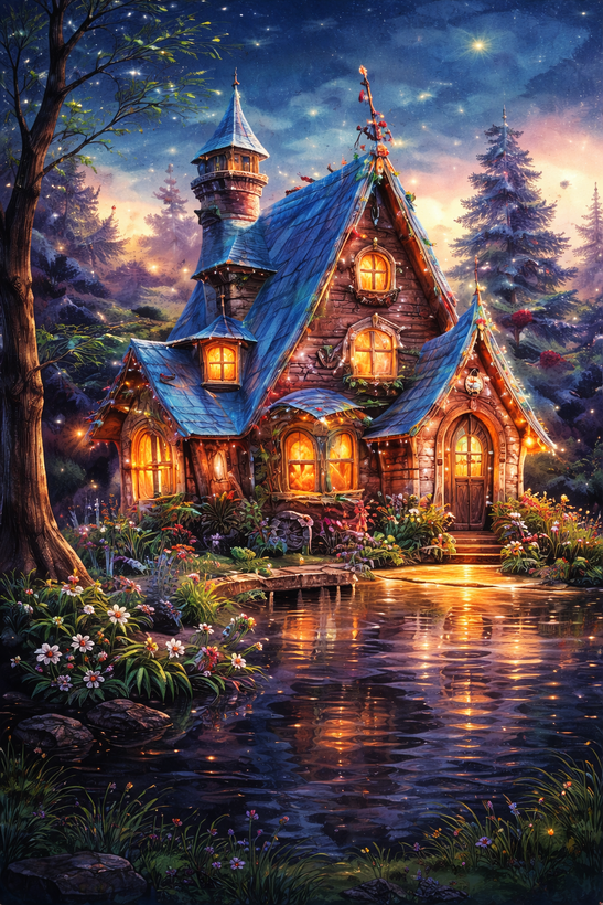 نقاشی با اعداد طرح کلبه سایز 50*40