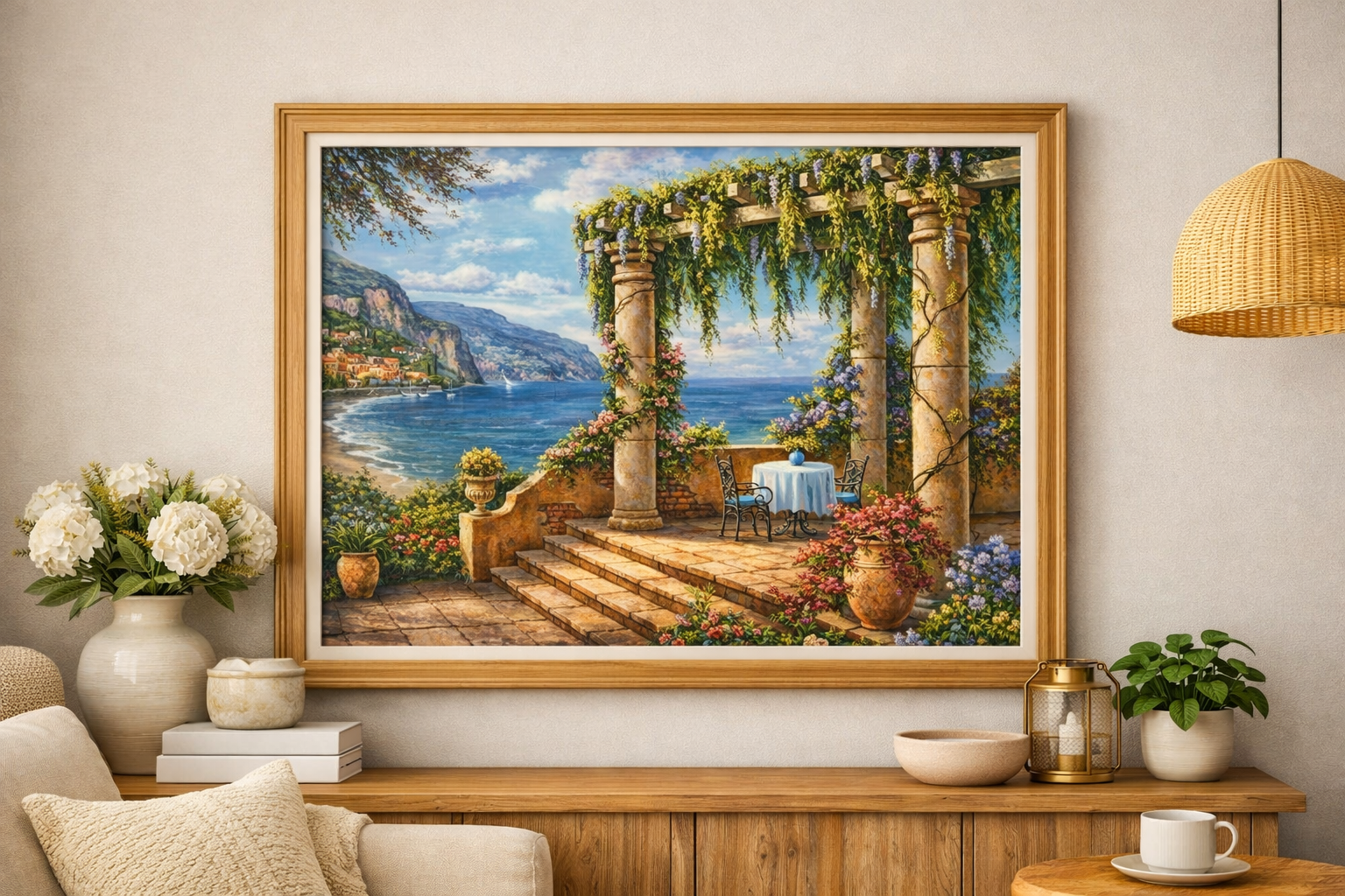 نقاشی الماسی طرح آلاچیق ساحلی سایز 50*40