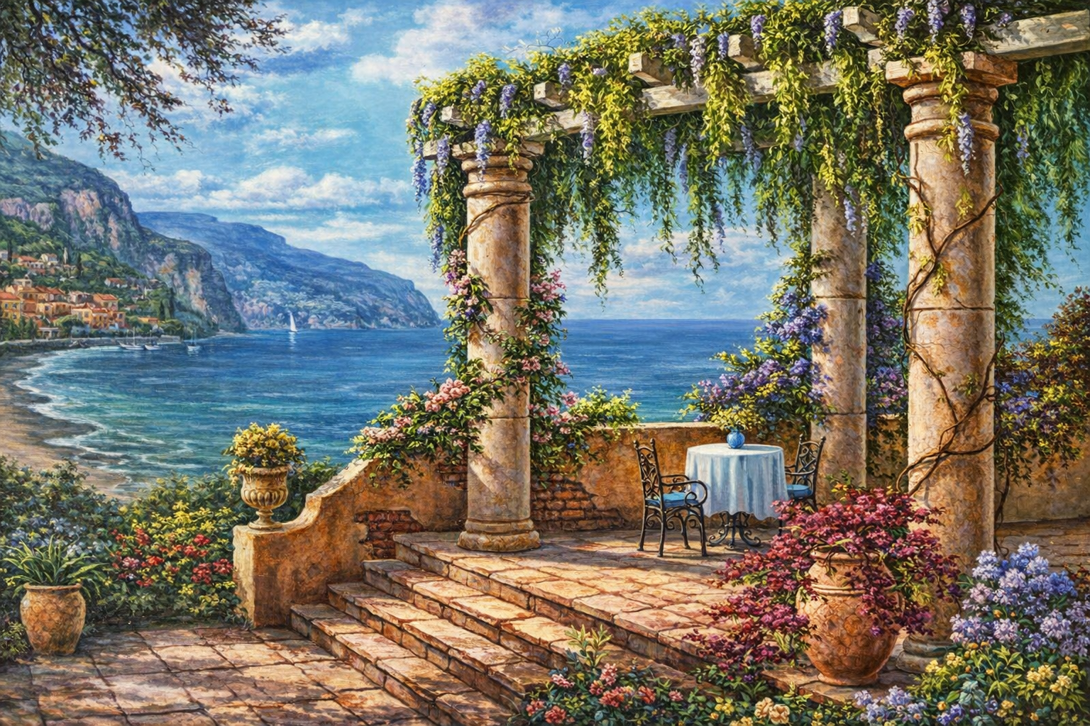 نقاشی الماسی طرح آلاچیق ساحلی سایز 50*40